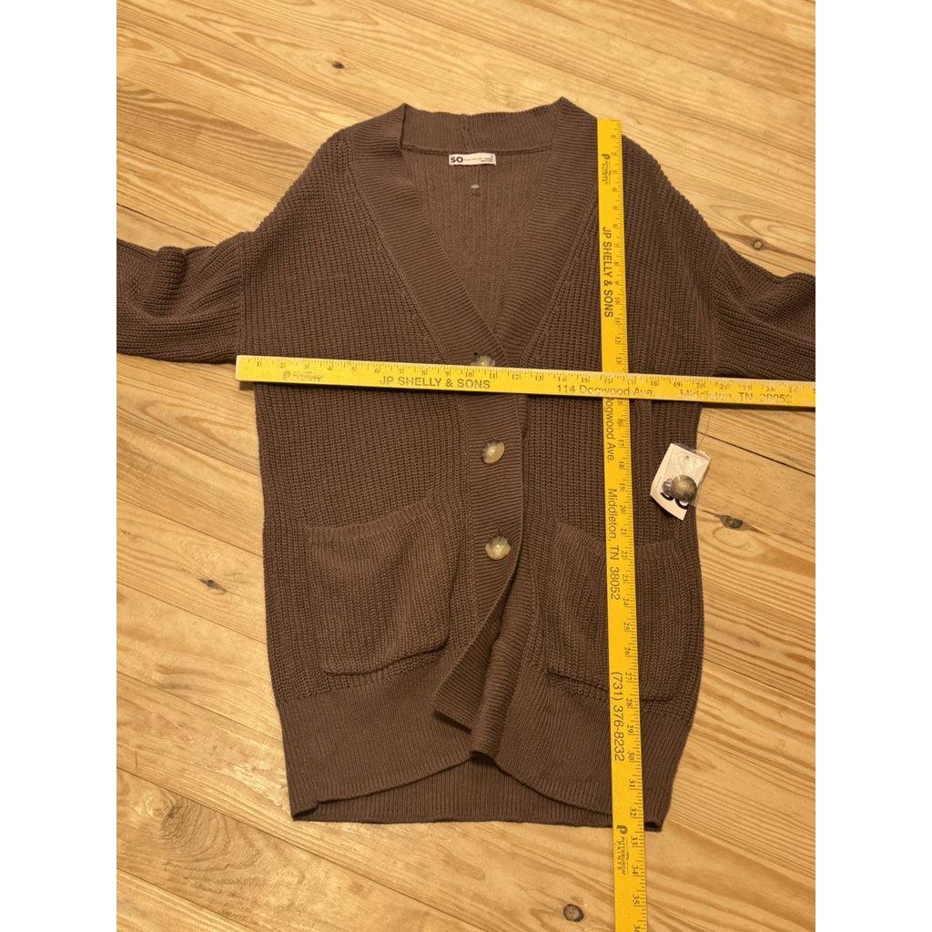 SO Brand Button Cardigan Fall Sweater Brown Women’s Juniors Size Small NWT