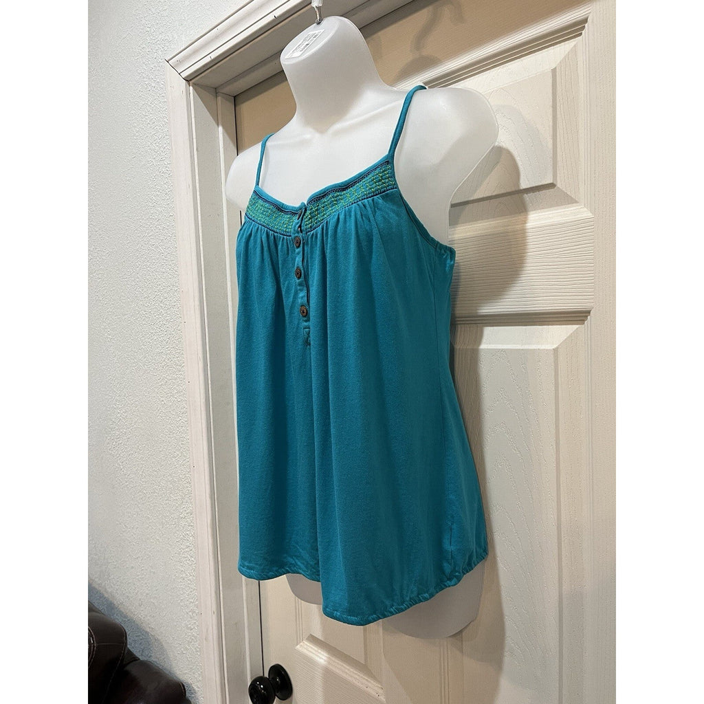 Old Navy Teal Blue Embellished Button Front Women's Size Medium Tank Top