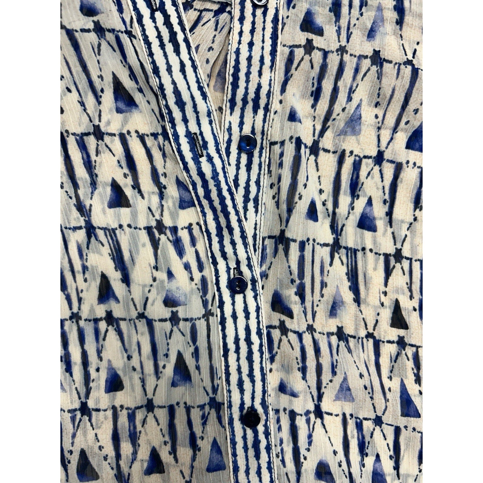 Liverpool Los Angeles Button Front Collared Blouse Grecian Tile Size SMALL.
