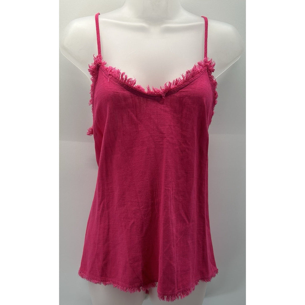 Umgee Top Womens Small Hot Pink Linen Blend Sleeveless Summer Boho.