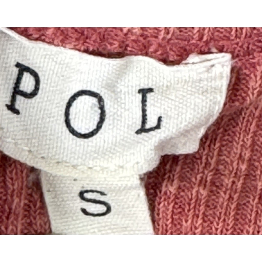 POL Women's Slim Fit Ribbed Tank Top Sleeveless Brass Buttons Rasberry Rose Sz S