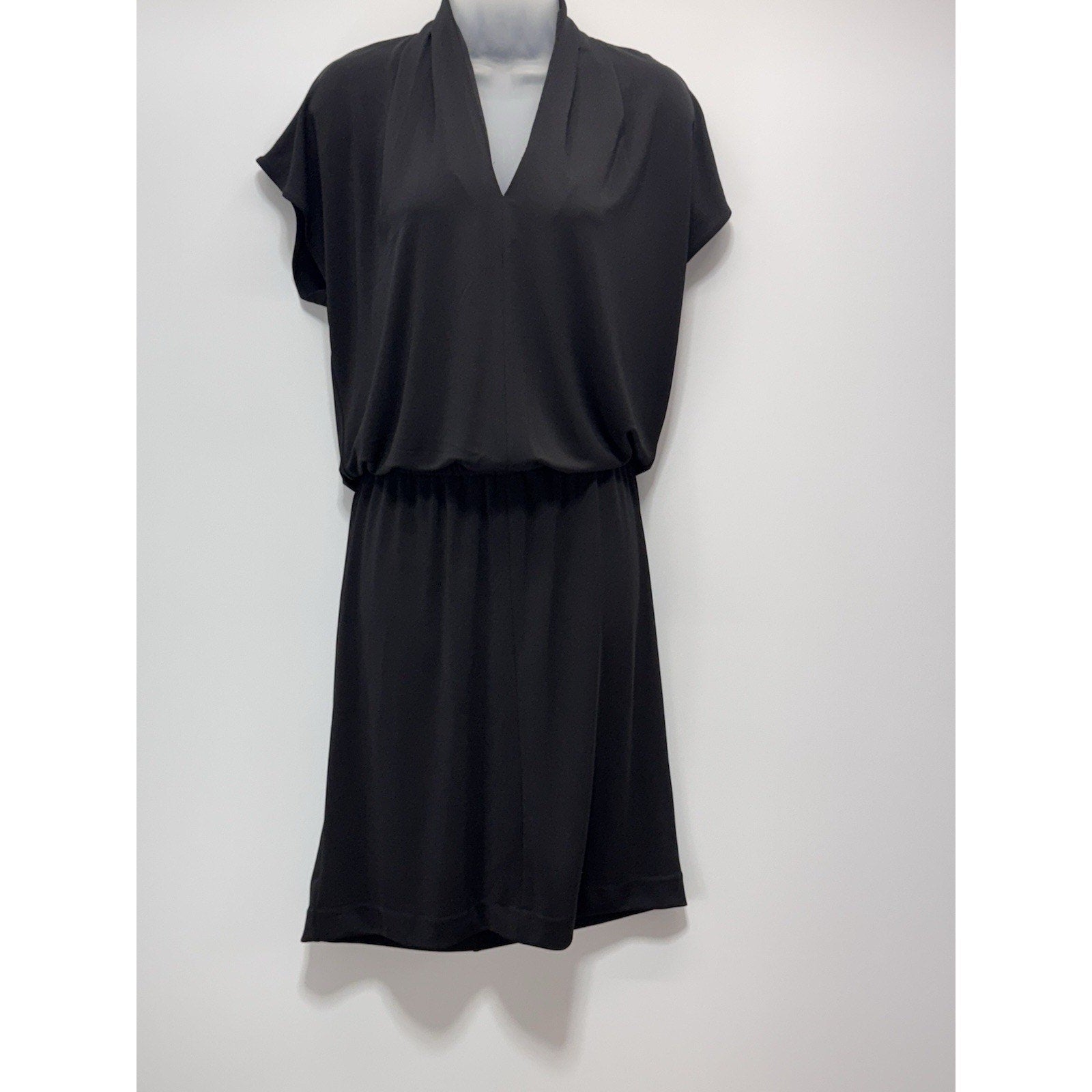 Talbots Black Shift Dress Elastic Waist Short Sleeve Classic Casual Women’s S