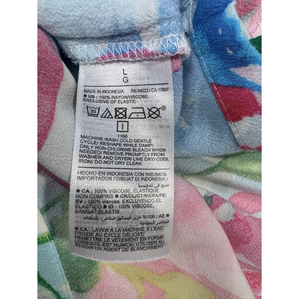 OLD NAVY Fit & Flare Floral Smocked Midi Cami Dress Pink Blue Watercolor Women L