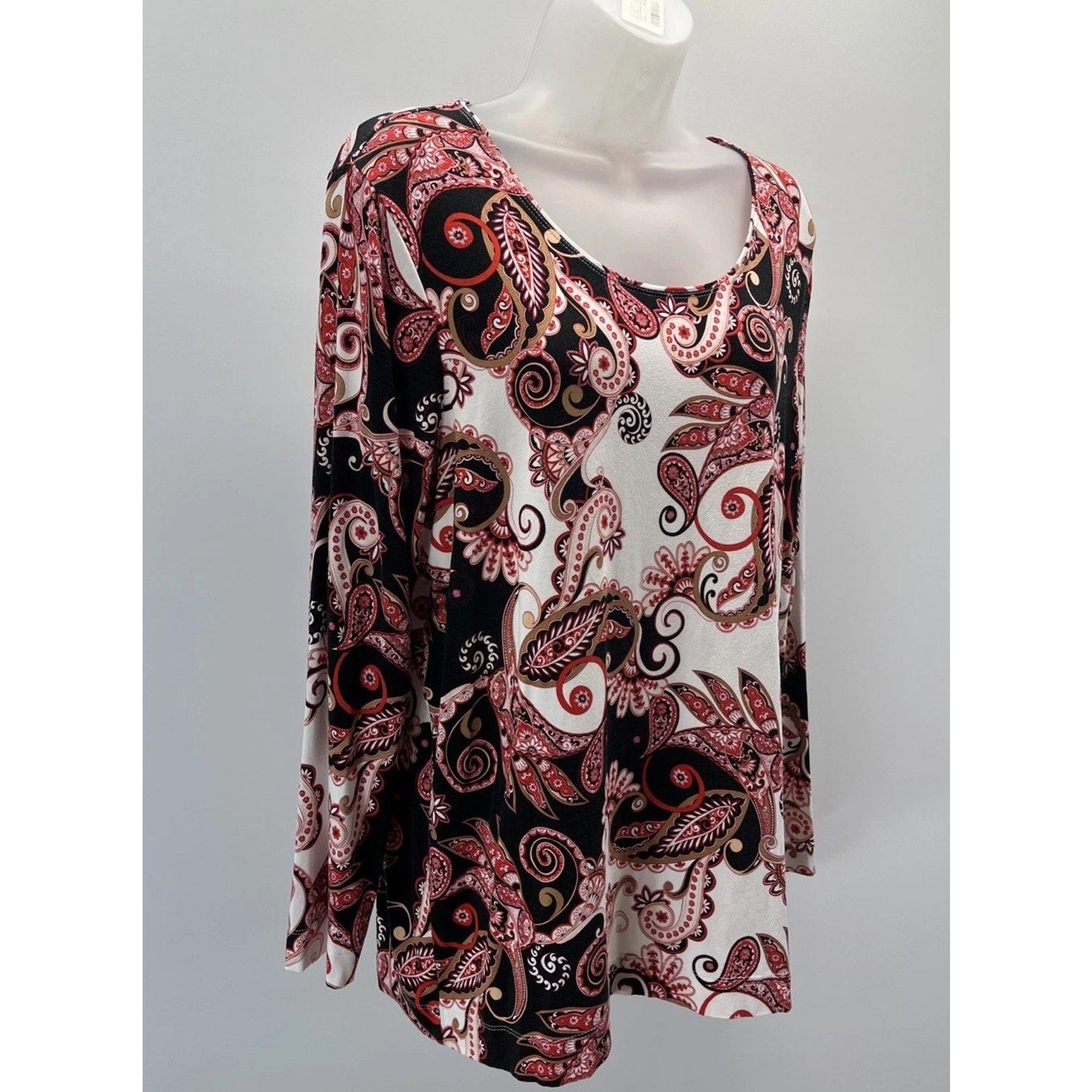 Chicos Blouse Size 3 Paisley Long Sleeves Multicolor Rayon Spandex