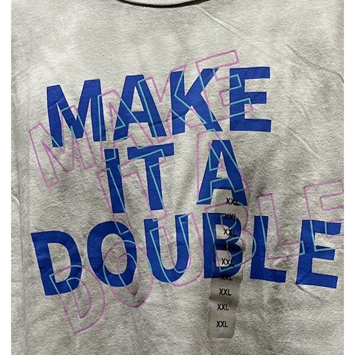 NWT Cabana By Crown & Ivy Gray Blue "Make It A Double" T-Shirt Unisex Size XXL