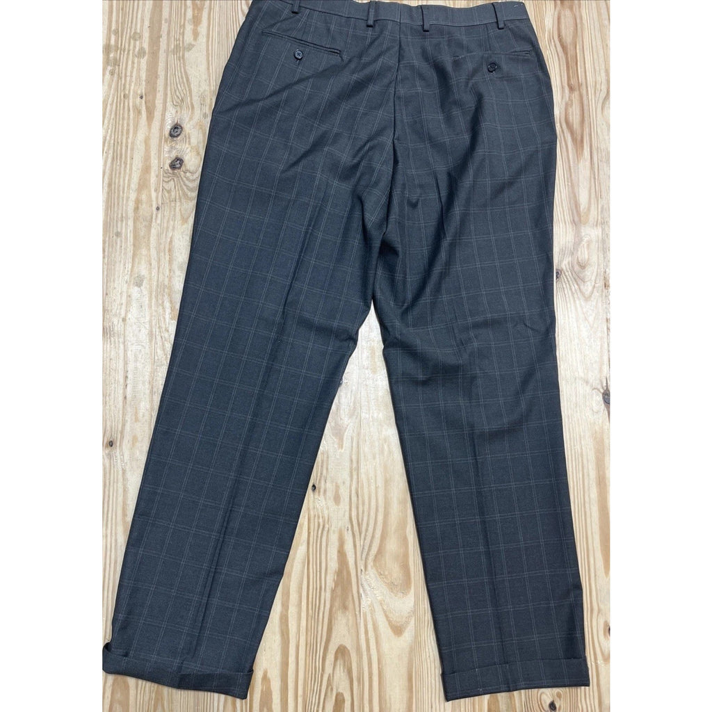Polo Ralph Lauren Pants Men's 38x32 Gray Checked Plaid Casual Pleated Front