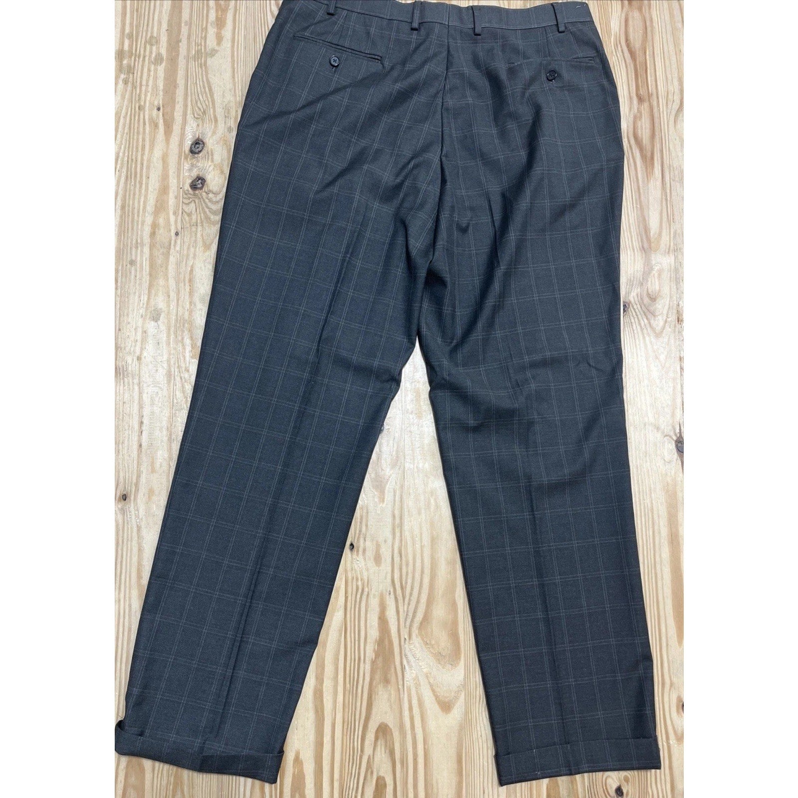 Polo Ralph Lauren Pants Men's 38x32 Gray Checked Plaid Casual Pleated Front