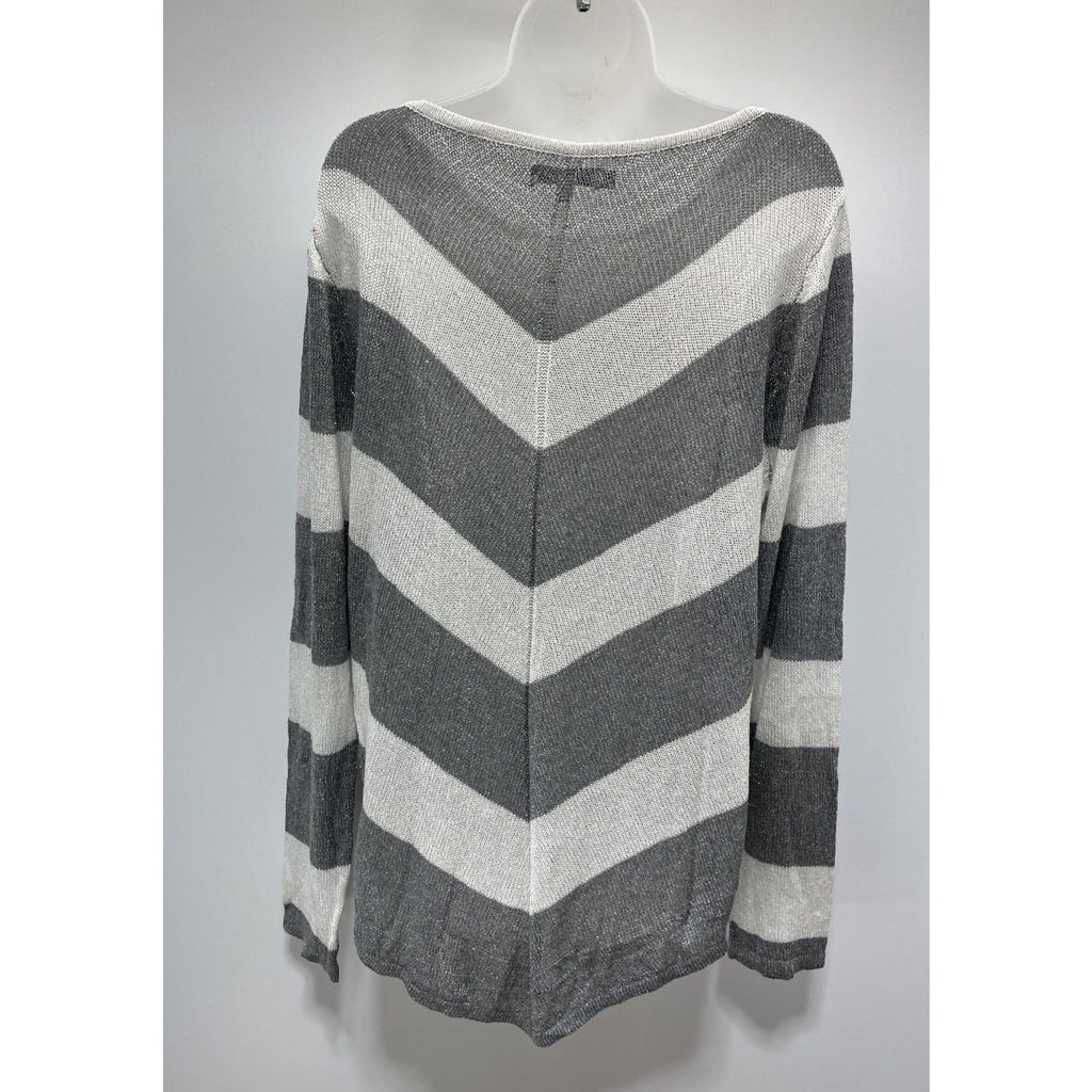 NWT Jennifer Lopez Light Weight Metallic White Gray Long Sleeve Sweater Size XL