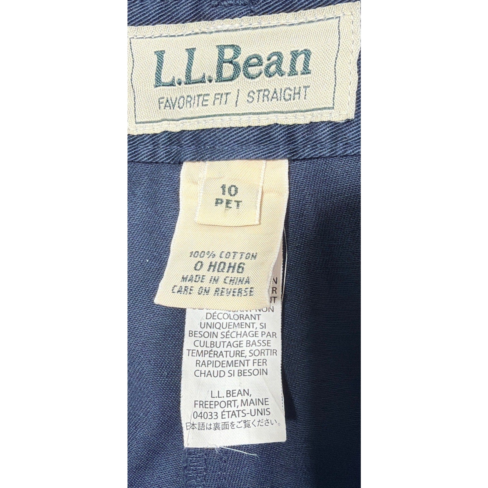 LL BEAN Women 10 Pet Blue Indigo Favorite Fit Chino Pants Wrinkle Resistant NWT