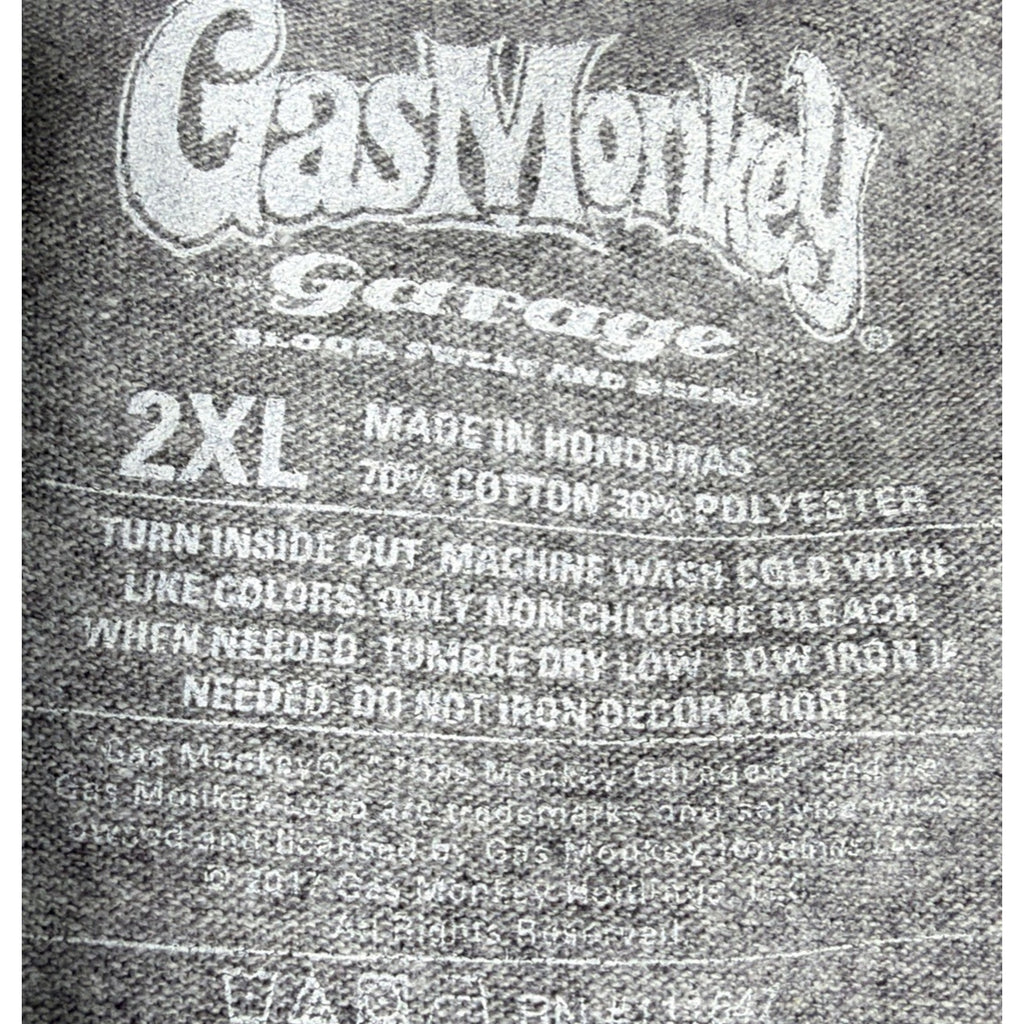 Gas Monkey Garage T-shirt Sz 2XL Adult Grey Gray Graphics T Dallas Texas 2004