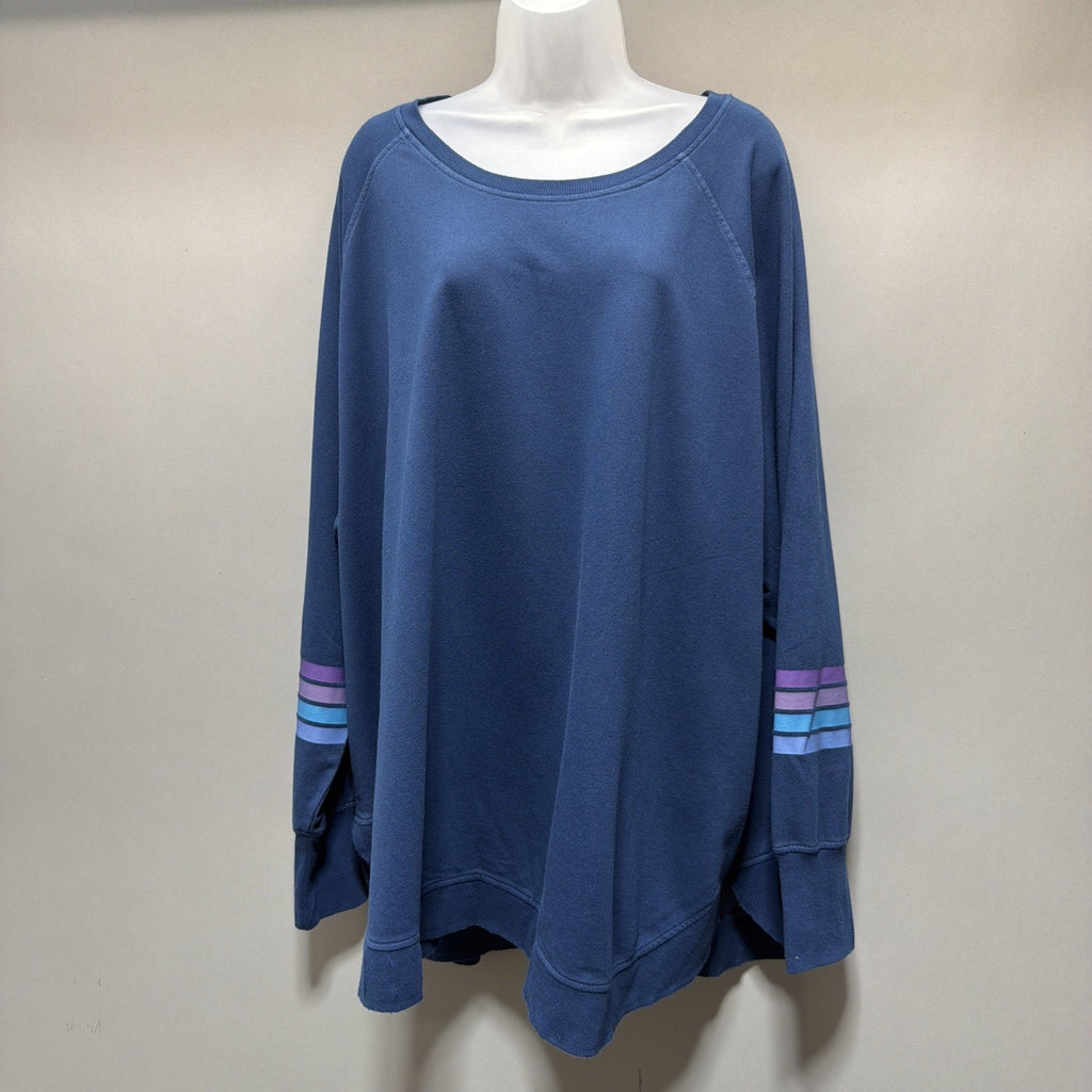 Maurices Sunhaven Striped Sleeve Crewneck Sweatshirt Plus Size 4X NWT