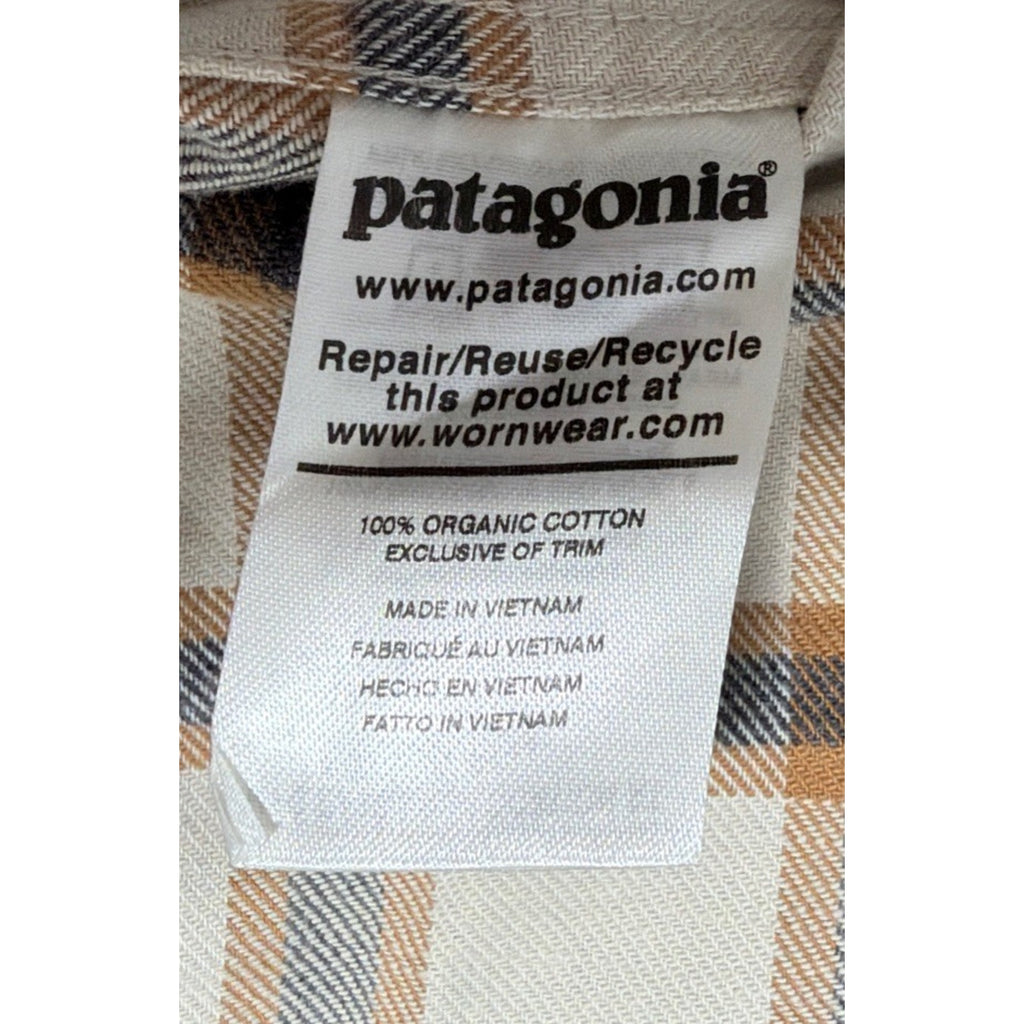 PATAGONIA lightweight fjord flannel shirt plaid 100% organic cotton men Sz L