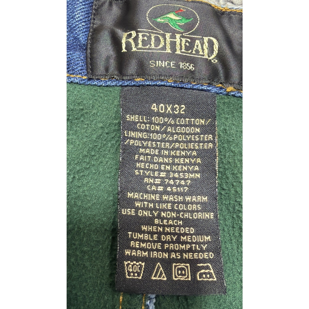 RedHead Jeans Mens 40x32 Flannel Lined Tapered Mid Rise Med Stonewash