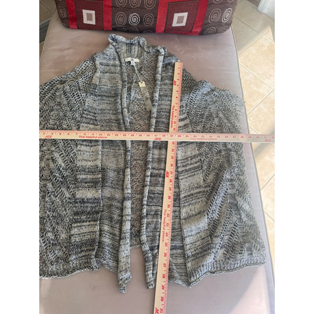 YA LOS ANGELES Open Front Short Sleeve Cardigan Gray Laced Knit Women’s Medium