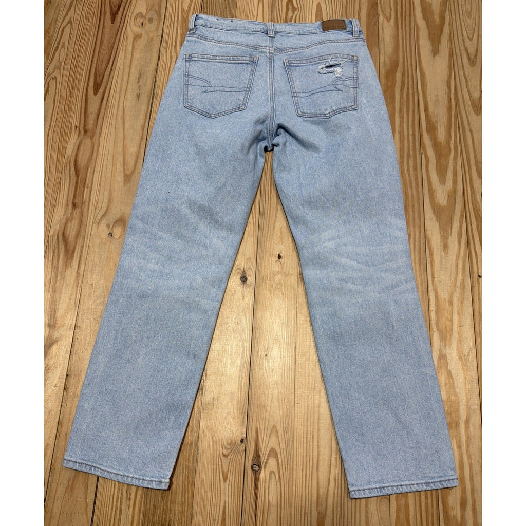 American Eagle Womens Su High Rise Ankle Straight Jeans Sz 4 Distressed Loose