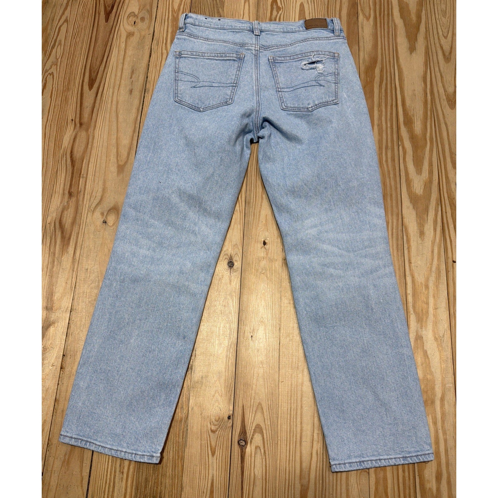 American Eagle Womens Su High Rise Ankle Straight Jeans Sz 4 Distressed Loose