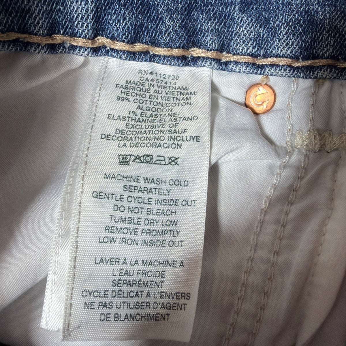TRUE RELIGION MENS 30 RICKY STRAIGHT LEG FLAP POCKET THICK STITCH DENIM JEANS