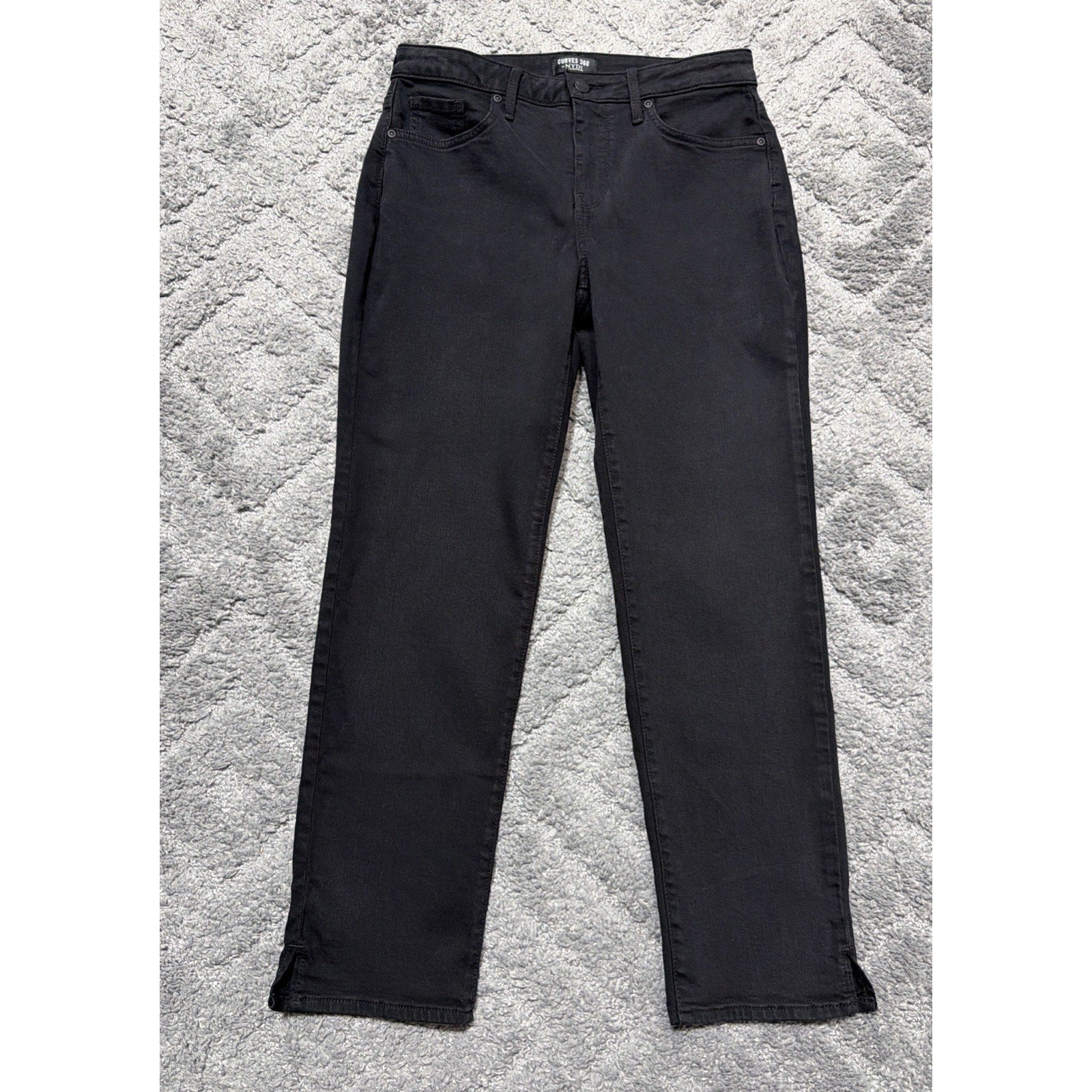 NYDJ Curves 360 Cropped Denim Size 2 Short Black Mid Rise 26" Inseam Split Seam
