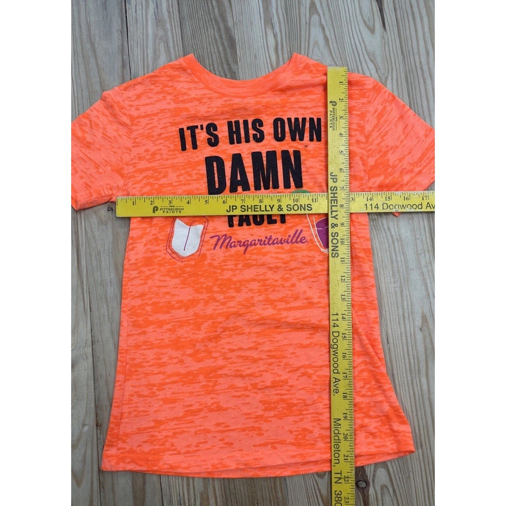 Woman to Blame Orange Burner Can Shirt Margaritaville Small