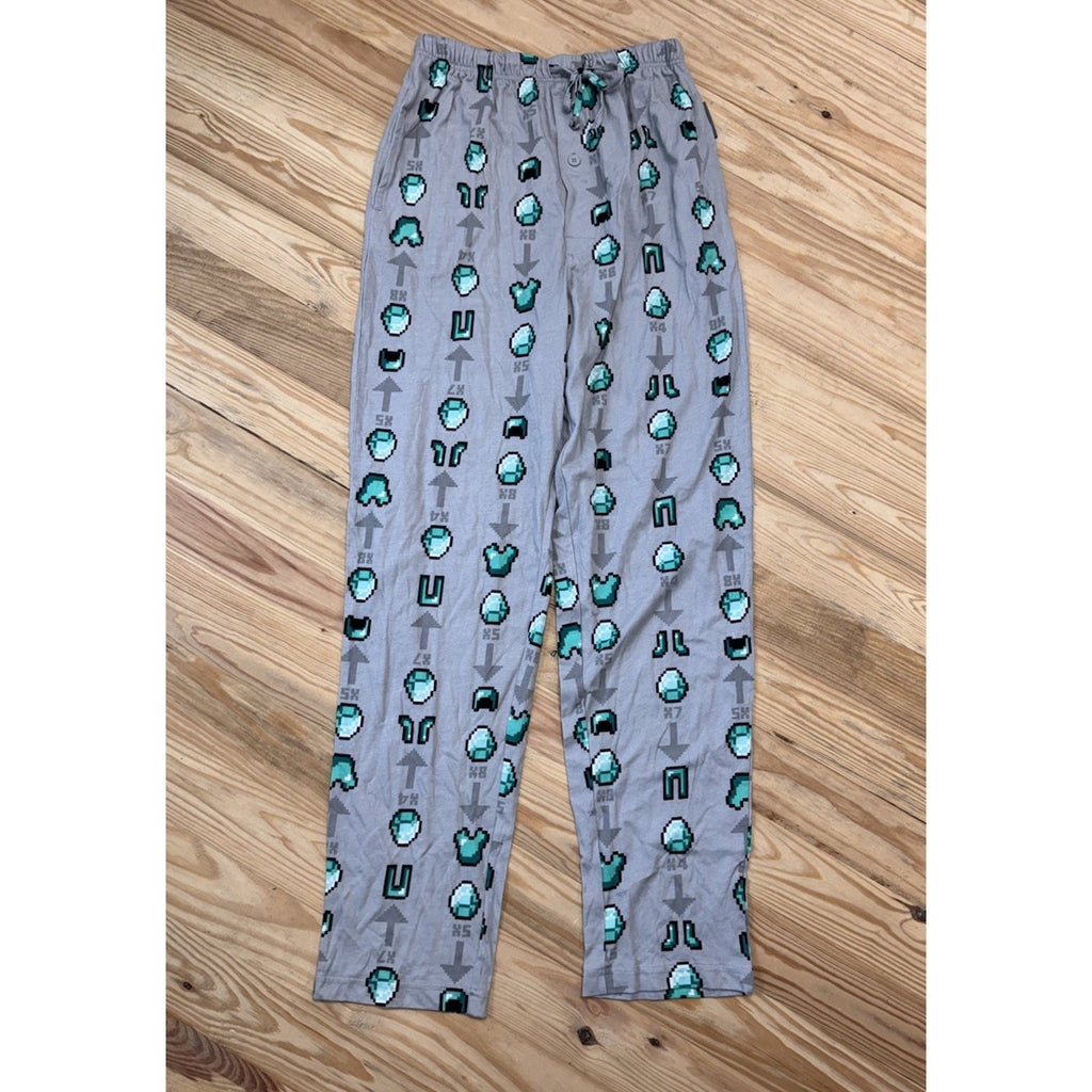Minecraft Men’s Diamond, Diamond Armor Gray Printed Lounge Sleep Pants Small
