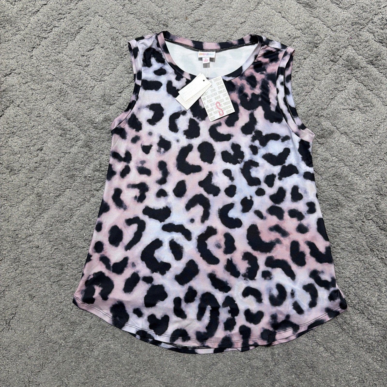NWT- LuLaRoe Cocoa Simply Comfortable Tank Leopard Print Pink Black Blue Size S