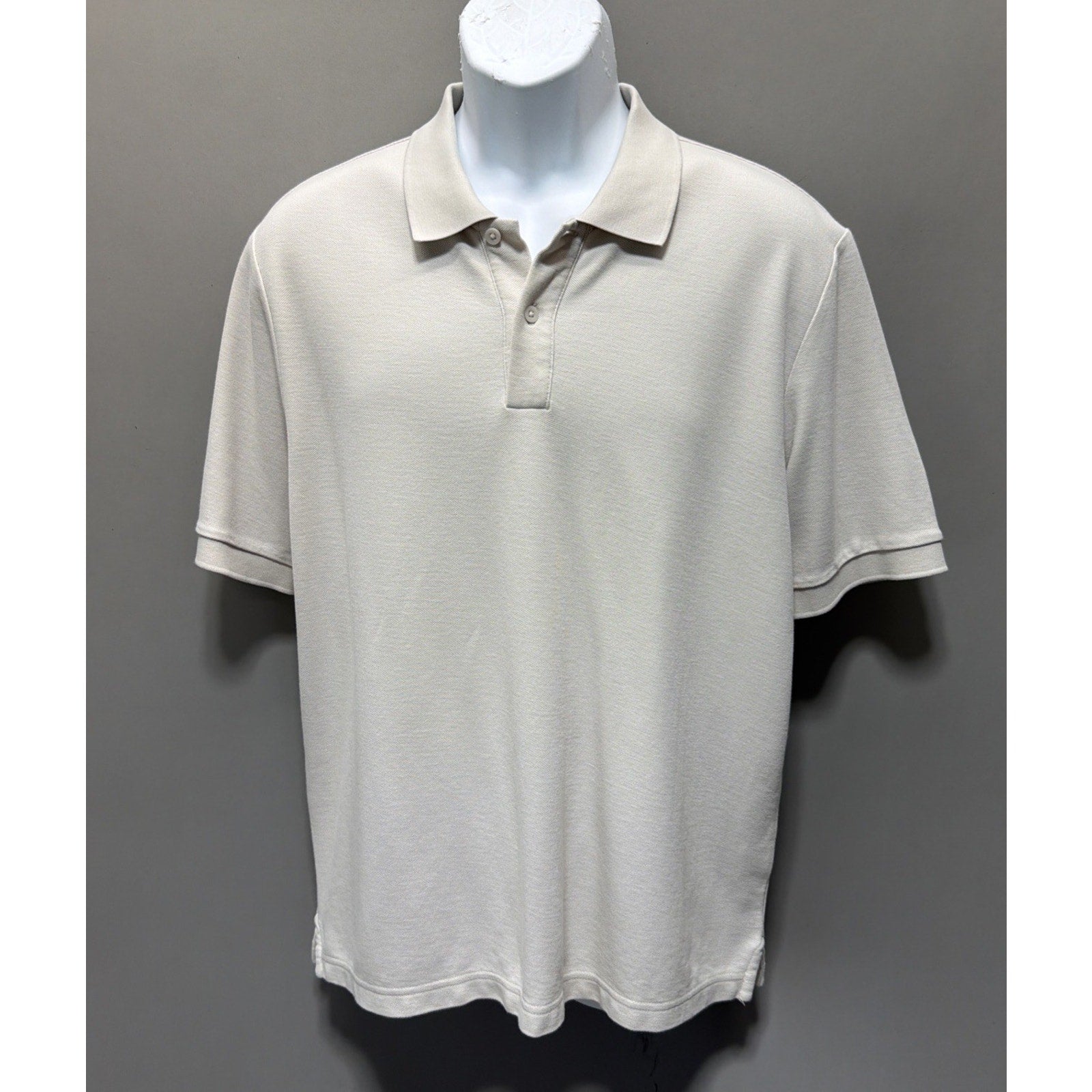 Nordstrom Mens Polo Shirt Medium Beige Tan Pima Cotton Short Sleeve Quiet Luxury
