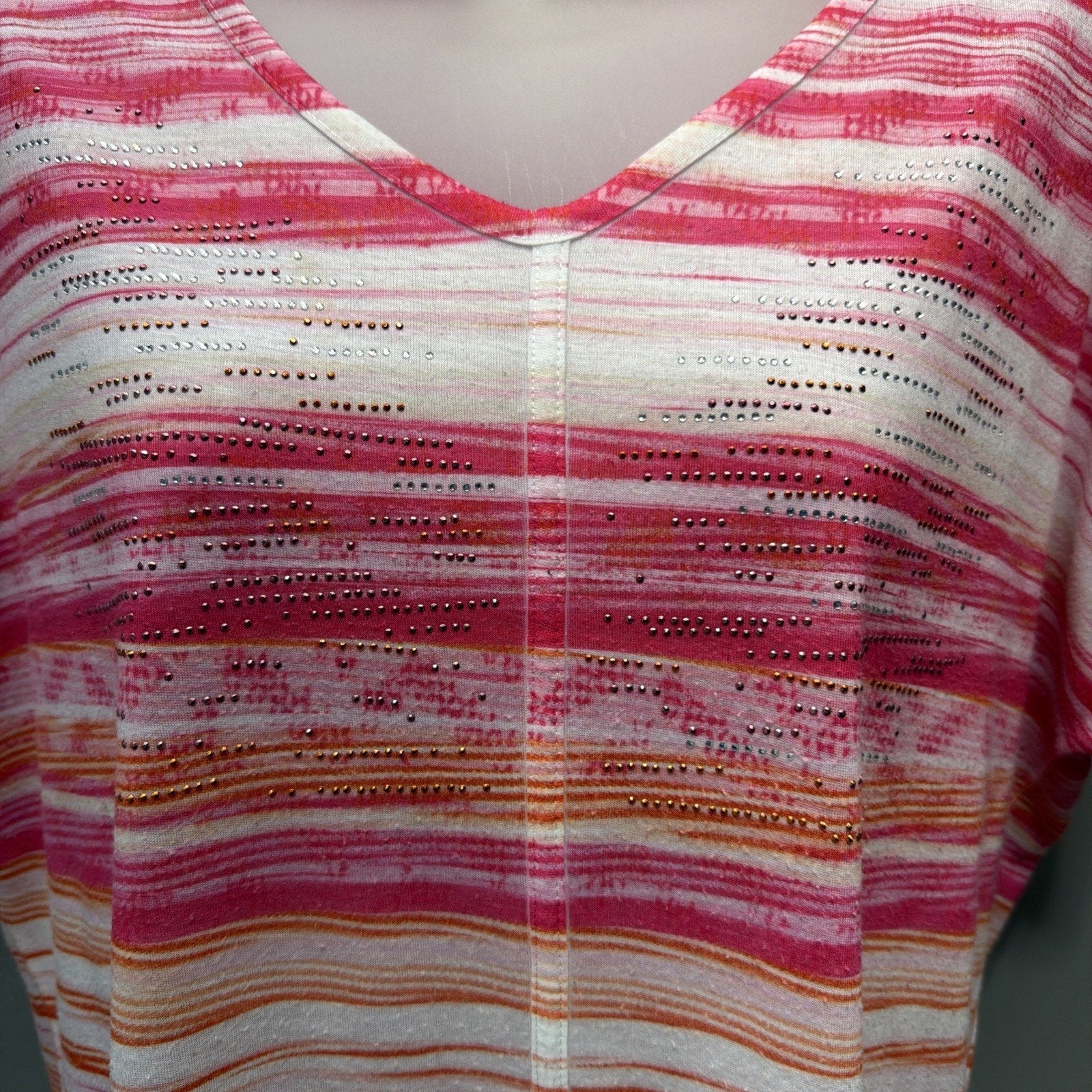 Chico's Calliandra Pink New Waves Darla Tie Front Knit Top Size 1 Medium