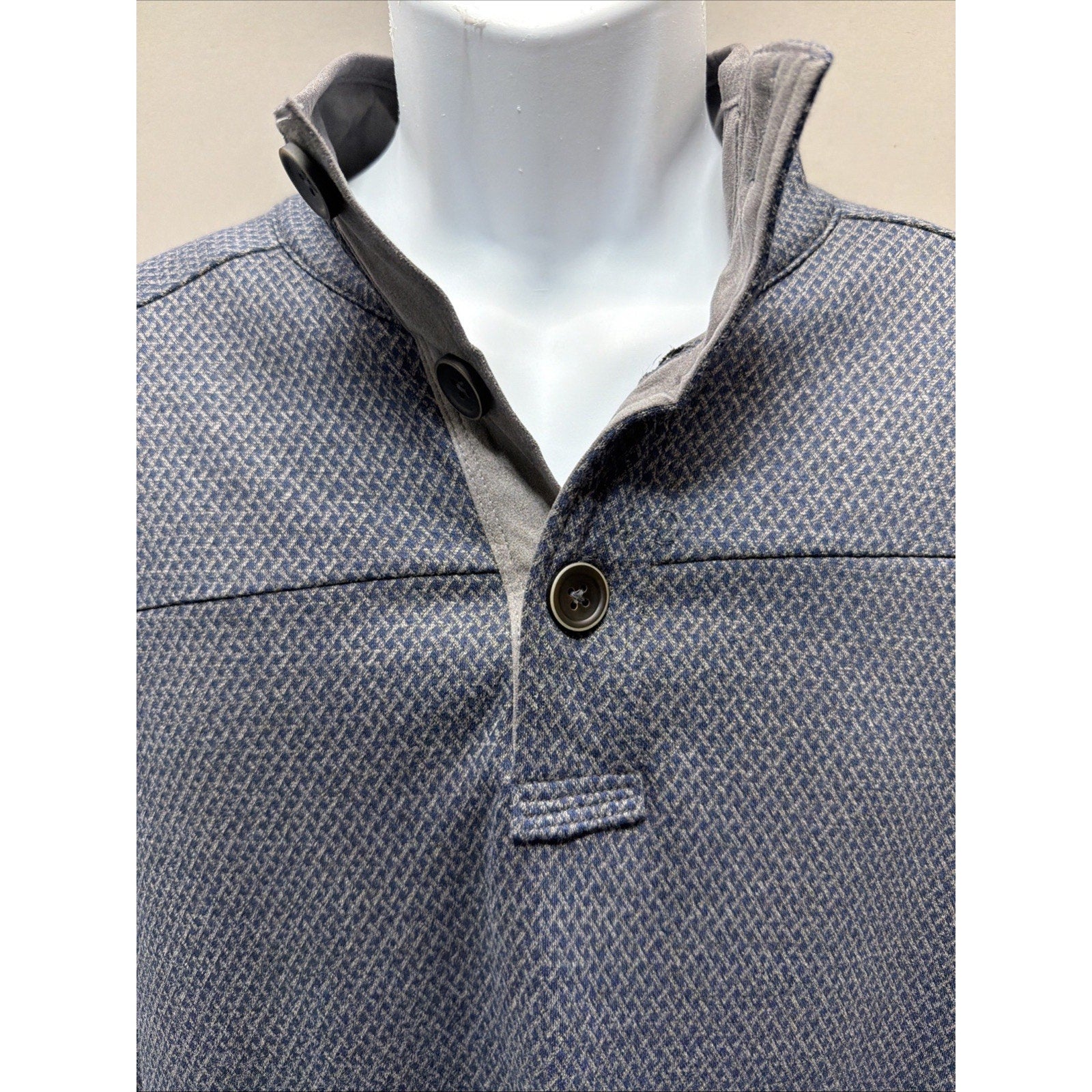 Age of Wisdom Men's Blue/Gray Sweater 1/4 Button Pullover Sz XL Preppy Casual