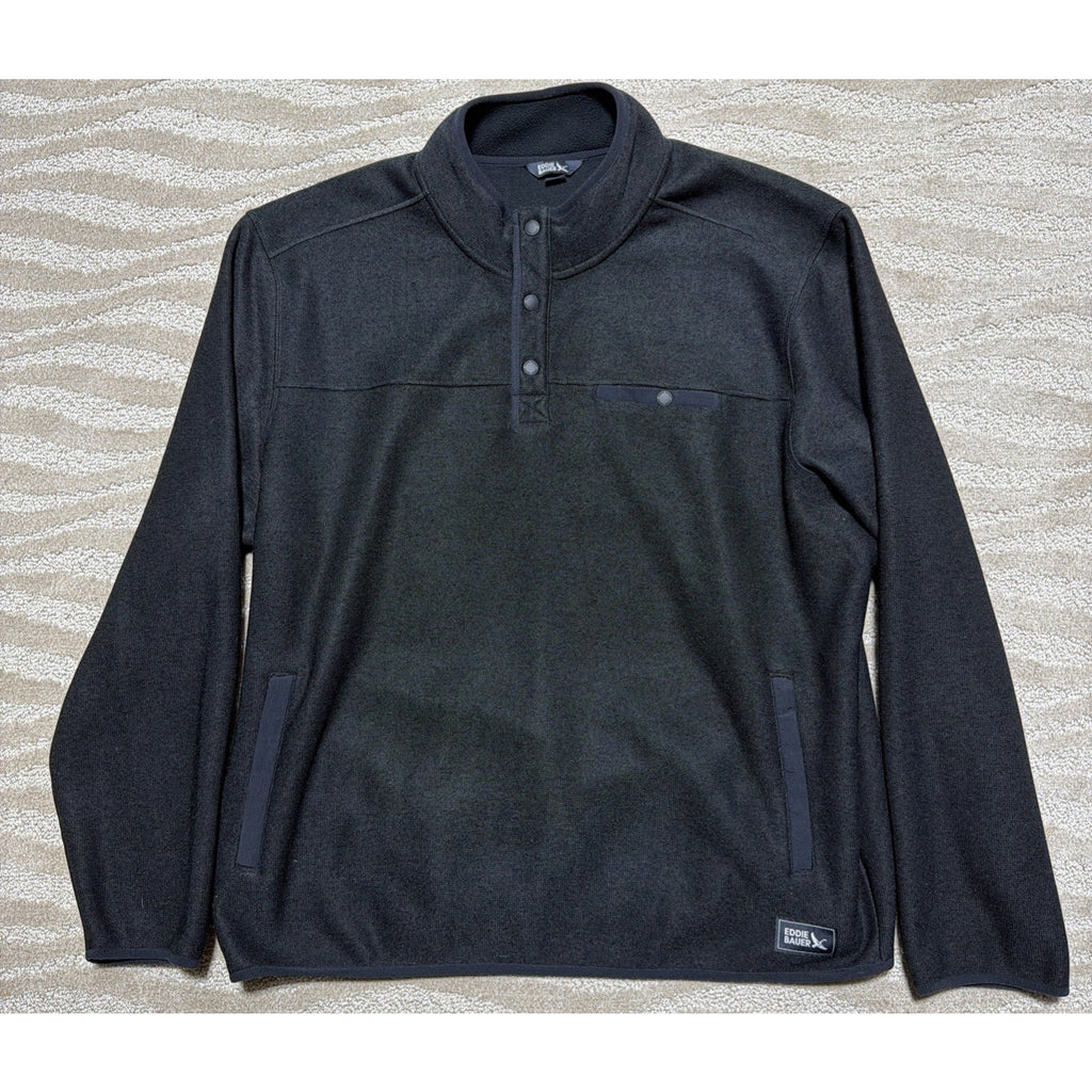 Eddie Bauer Men's 1/4 Snap Sweater Fleece Pullover Size 2XL Black