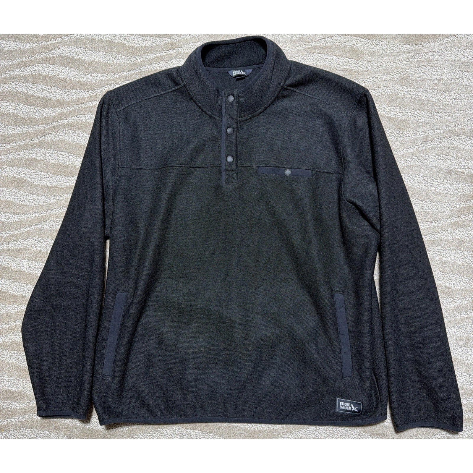 Eddie Bauer Men's 1/4 Snap Sweater Fleece Pullover Size 2XL Black