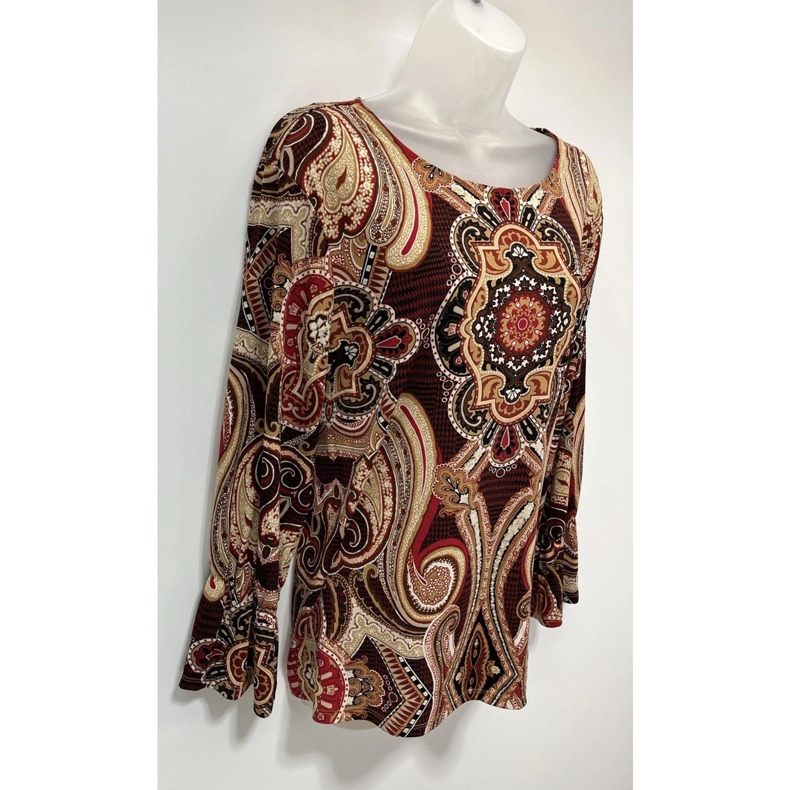Chico's MEDALLION PAISLEY Long Sleeve Blouse Size 3