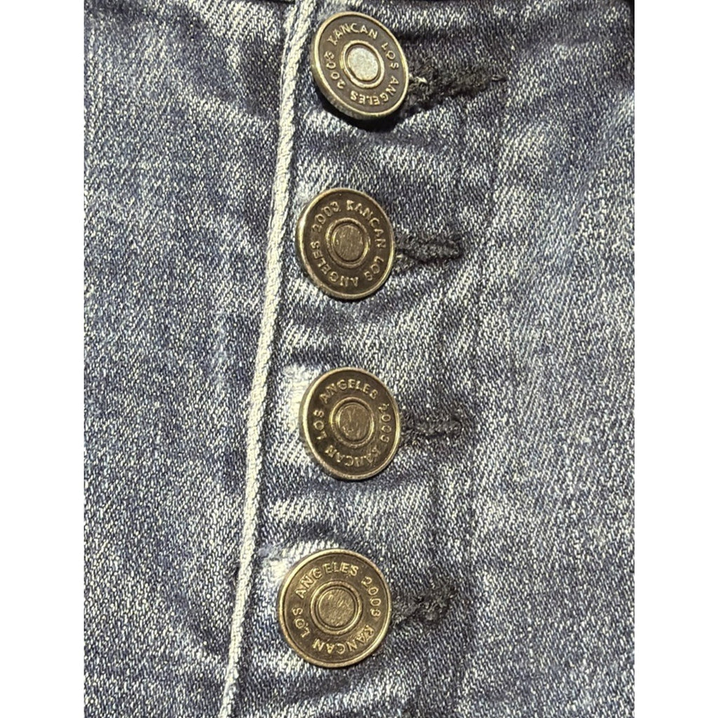KanCan Jeans Womens 7/27 High Rise Skinny Button Fly Distressed Raw Hem Blue