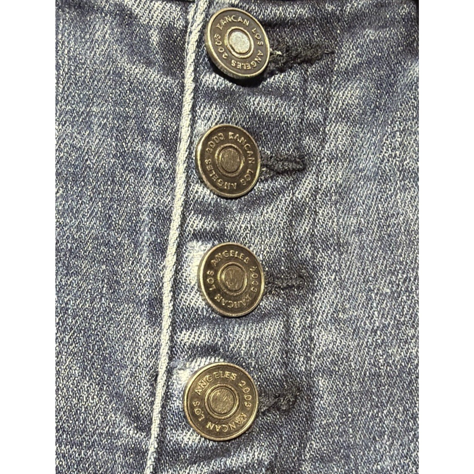 KanCan Jeans Womens 7/27 High Rise Skinny Button Fly Distressed Raw Hem Blue