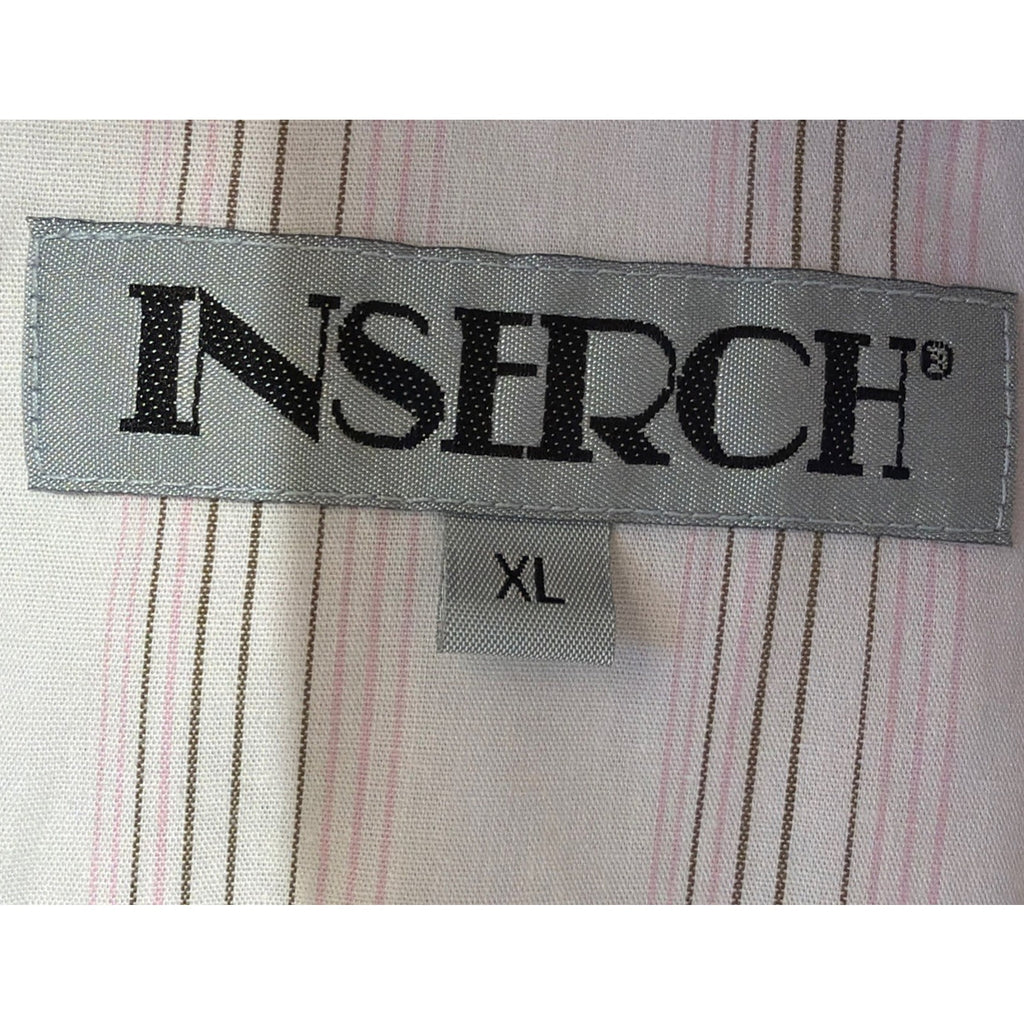 INSERCH Italy Designer Button Down White Pink Striped Size XL NWT