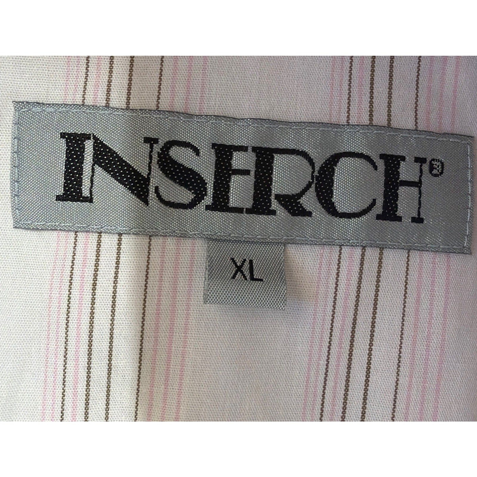 INSERCH Italy Designer Button Down White Pink Striped Size XL NWT