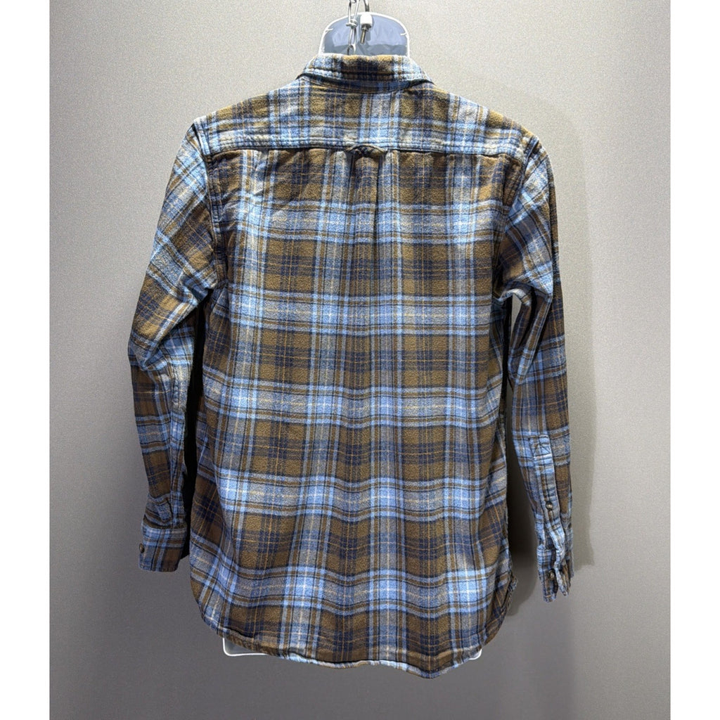Eddie Bauer Shirt Blue Brown Plaid Flannel Mens Size Medium Outdoor Casual