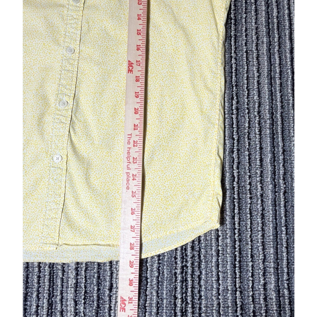 Michael Kors Mens Medium M Yellow Floral Button Up Shirt Slim Fit Short Sleeve