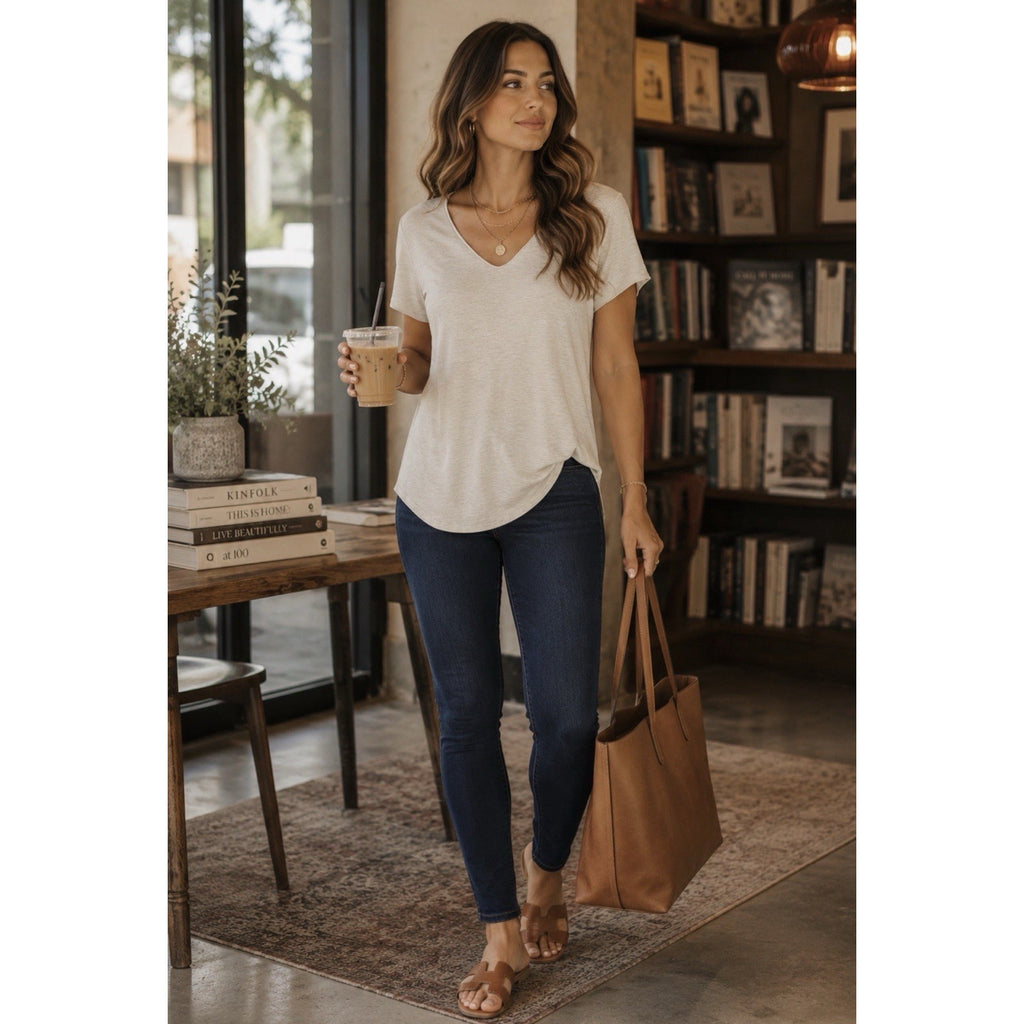 Women's MOD REF Oatmeal Soft Modal Everyday Tee NWT Size Medium Stretch