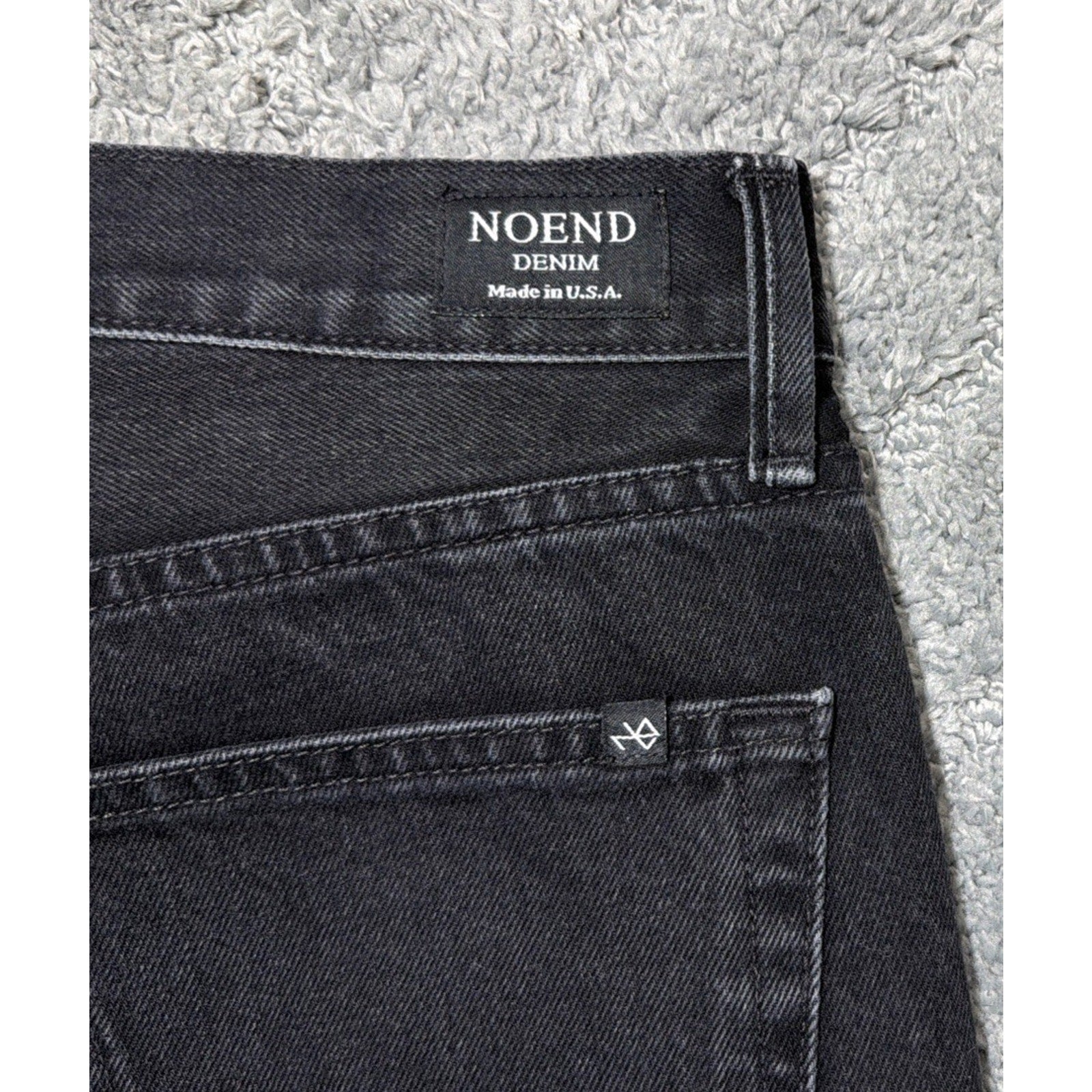 NOEND Straight Cropped Button Fly Jeans Womens 30 Black Denim High Rise Frayed