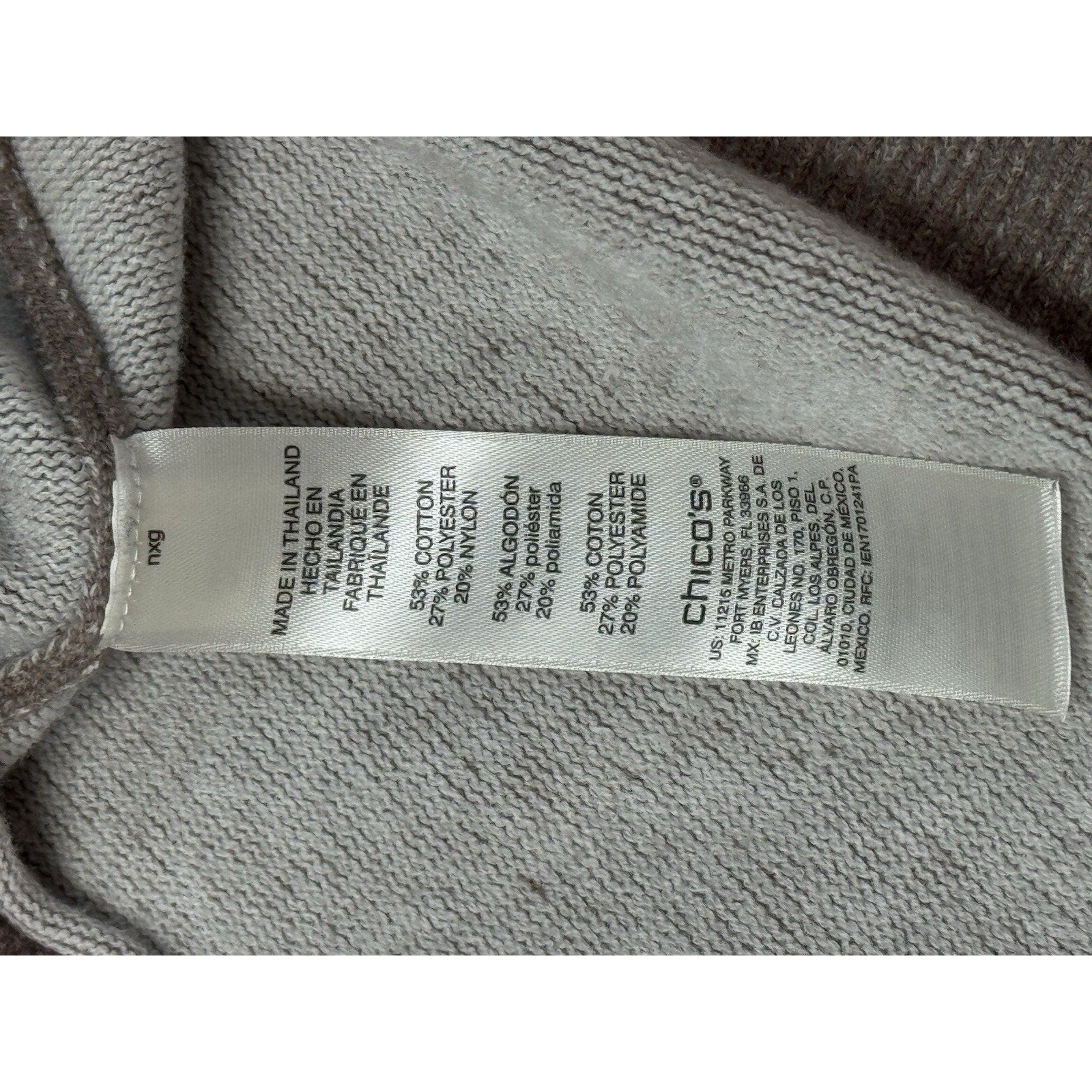 Chico's Womens 2 (12) Long Sleeve Stretch Knit Sweater Taupe Tan Cable Knit Hem