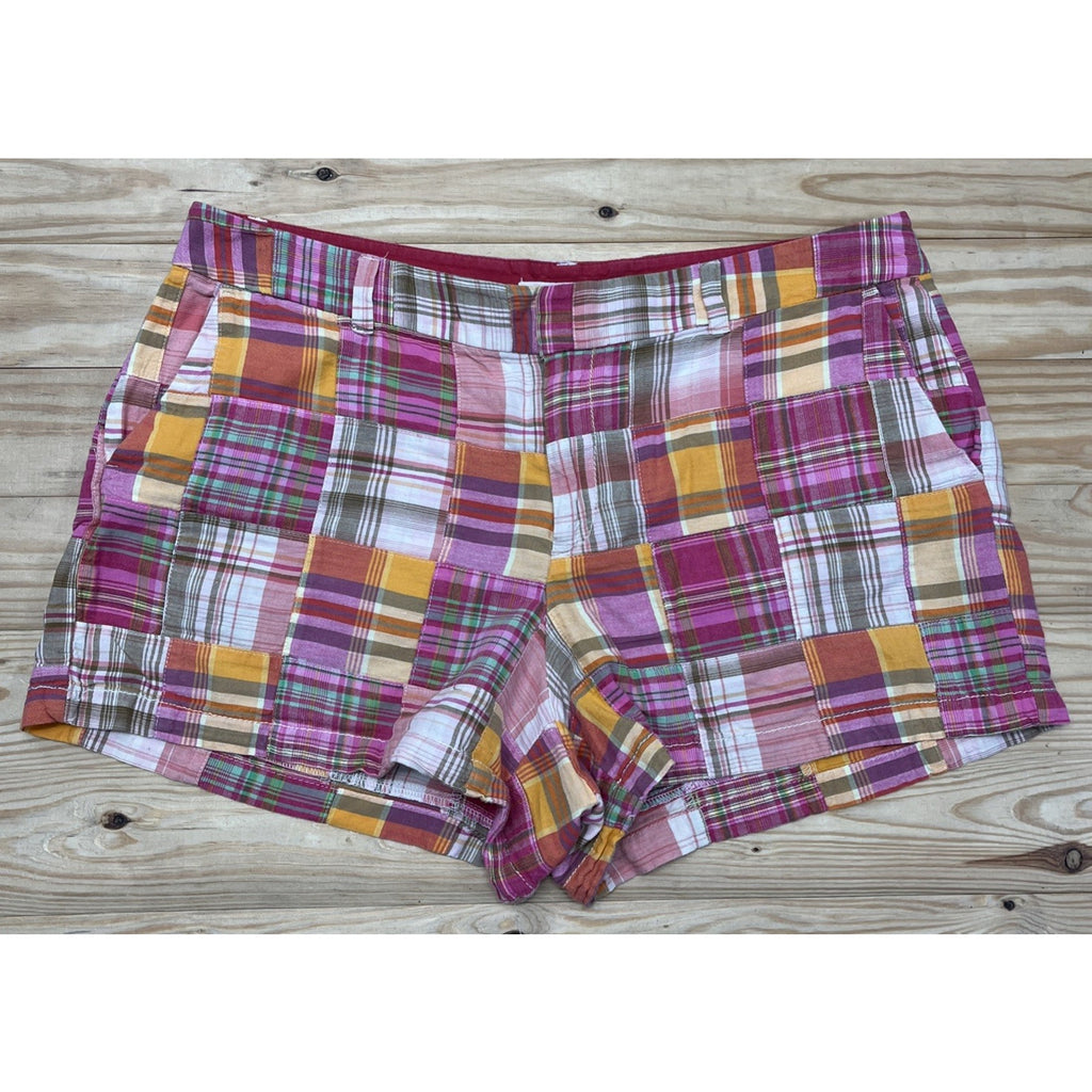 Ann Taylor LOFT Patchwork Shorts SZ 12 Pastel Nautical Beach Striped Pink