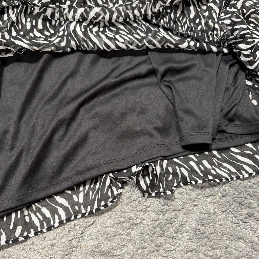 NWT Nine West Women’s XXL Black White Zebra Print Sleeveless Ruffle Hem Dress