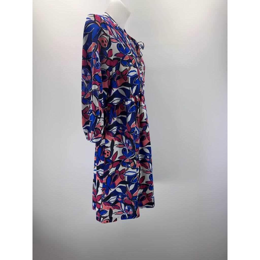 J. Crew Factory Floral Lace Up Printed 3/4 Sleeve Shift Dress Women’s Size S