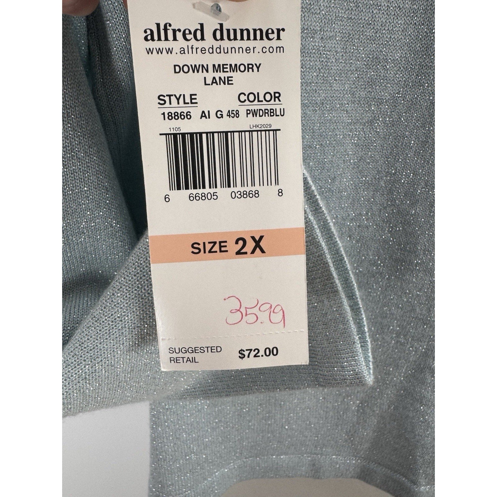 Alfred Dunner 2XL Silver Embellished Cardigan w/Built In Shell Tank Blue