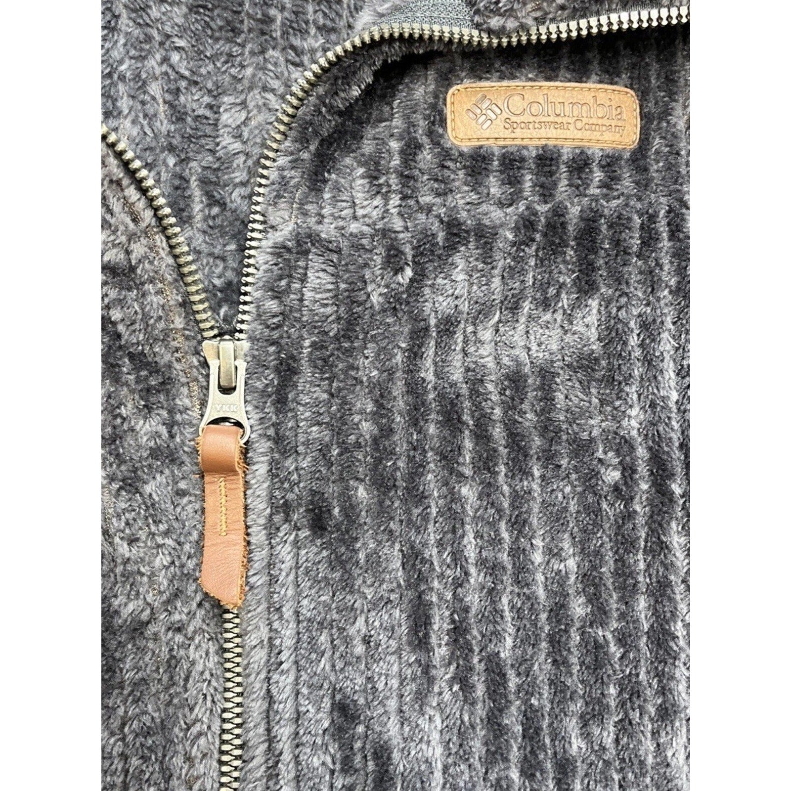 Columbia Women's Fire Side Sherpa Vest Sz M Dark Nocturnal Stripe Gray