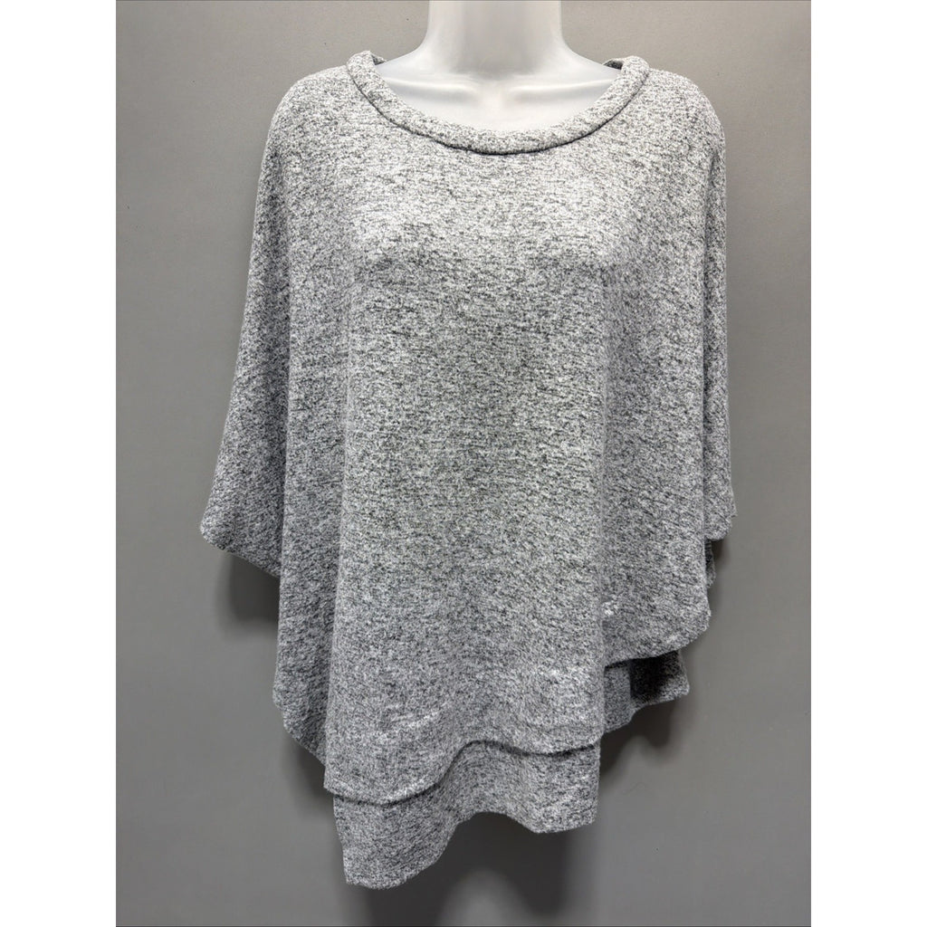 Gibson Latimer Knit Poncho Sweater Oversized Women's Gray S Cozy Chic Lagenlook