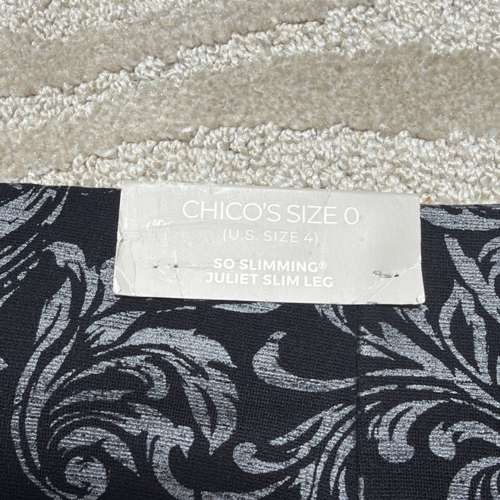 Chico's Women's So Slimming Petite Juliet Scroll-Print Ankle Pants Size 4 NWT