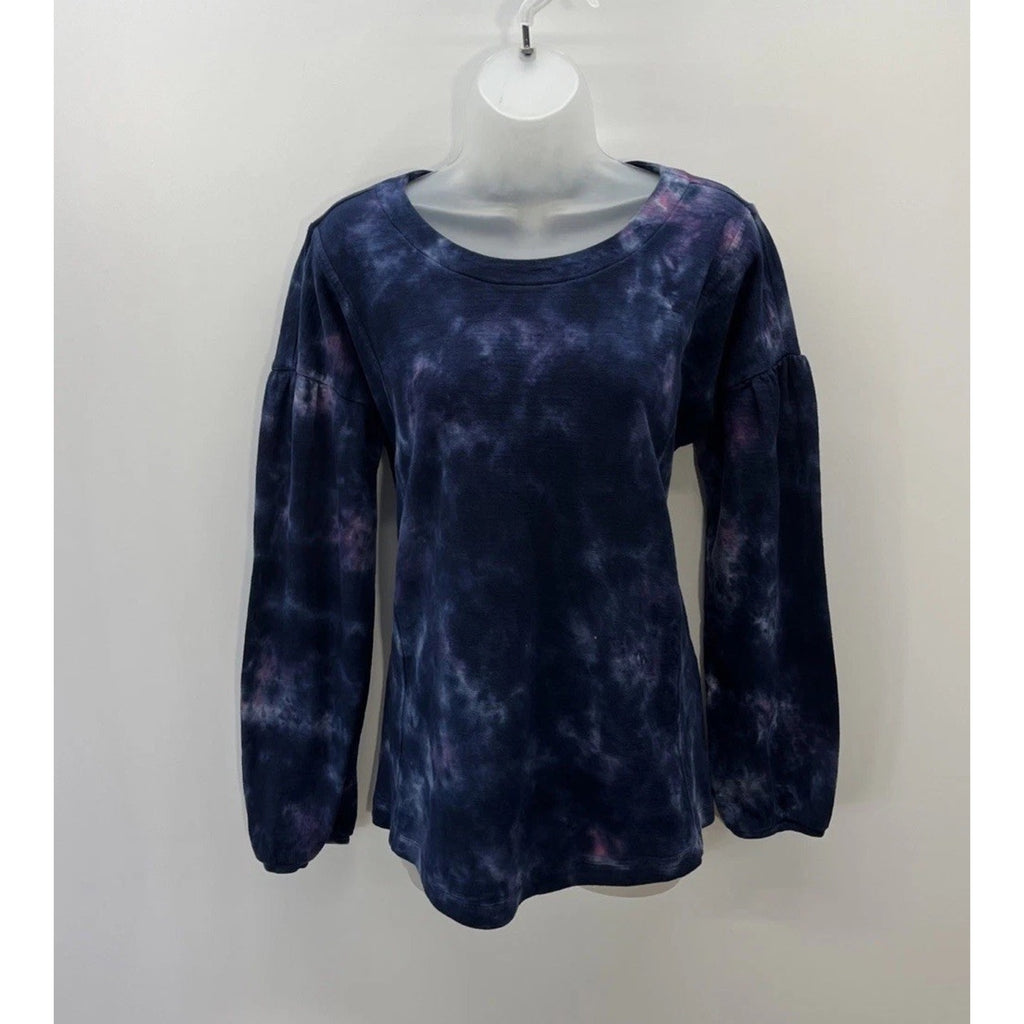 J. Jill Womens Navy Purple Tie-Dye 100% cotton Sweatshirt size Medium casual