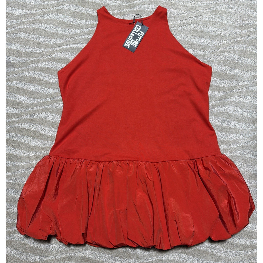 Future Collective Womens Sz 2X Dress Bubble Hem Sleeveless Mini Drop Waist NWT
