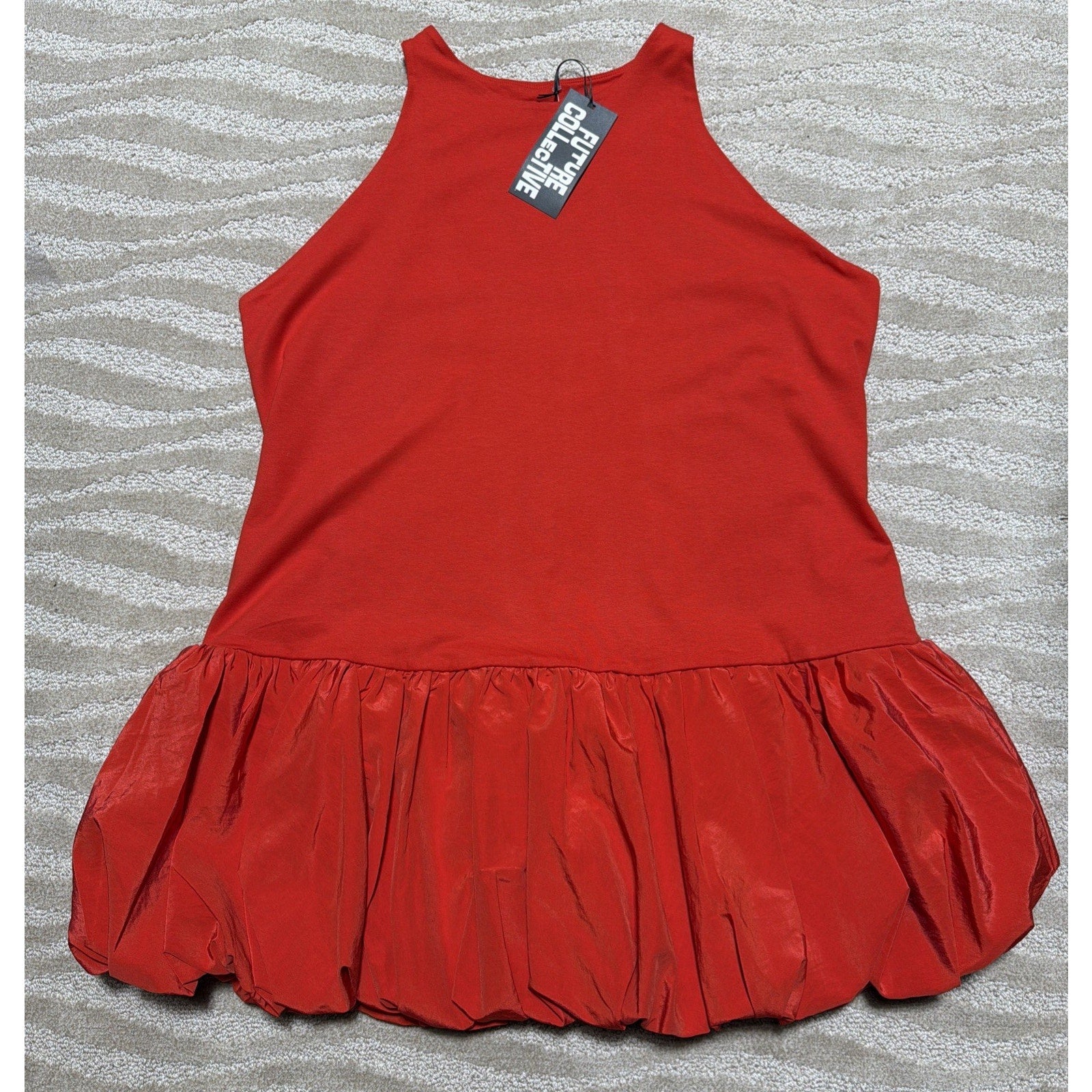 Future Collective Womens Sz 2X Dress Bubble Hem Sleeveless Mini Drop Waist NWT